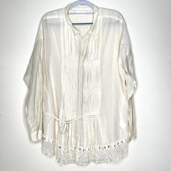 4 Love and Liberty By Johnny Was Long Sleeve Silk Cotton Blend Blouse Size M - Picture 1 of 8